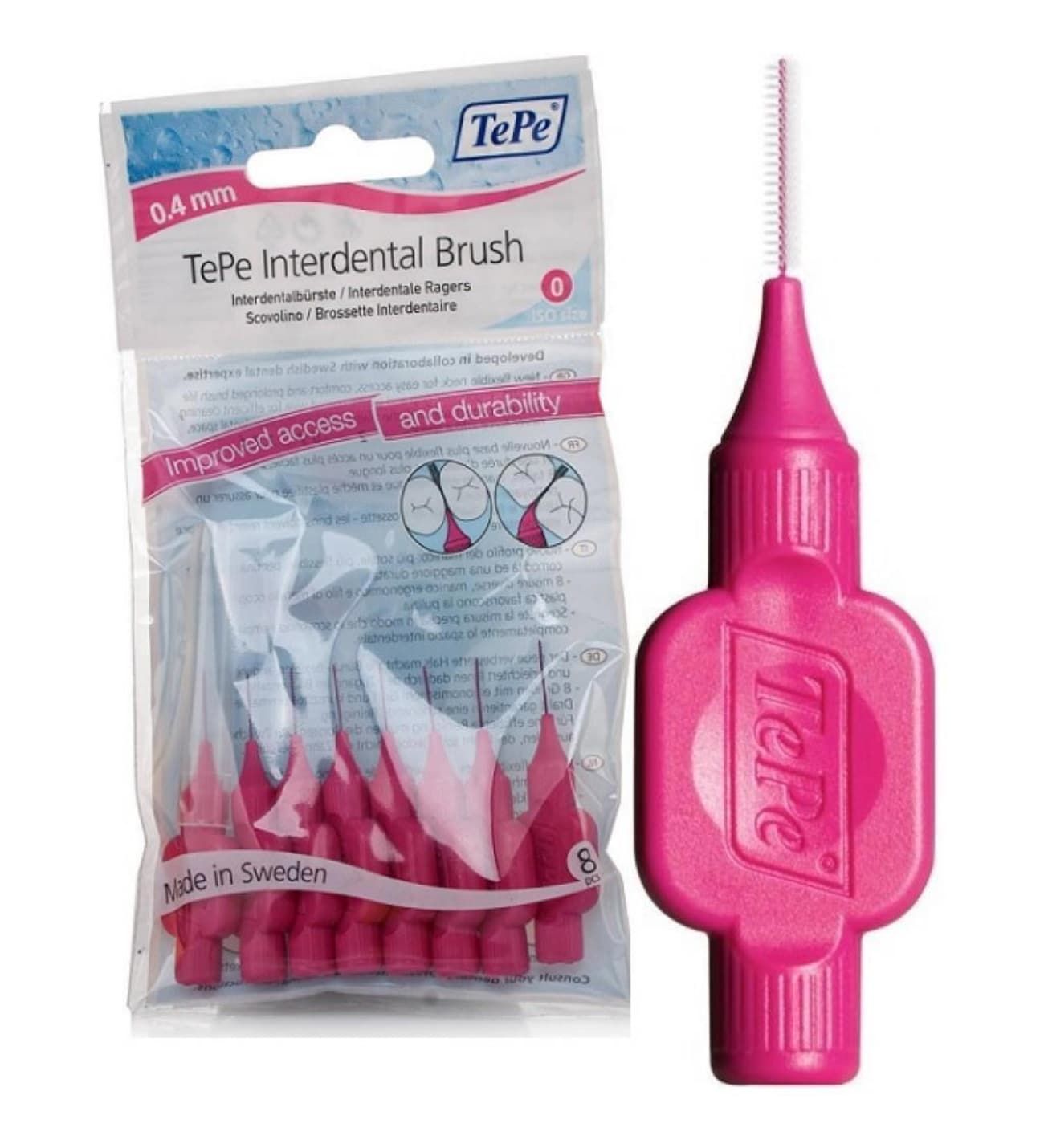 Tepe Arayüz Fırçası Pembe 0,4 mm 8'li