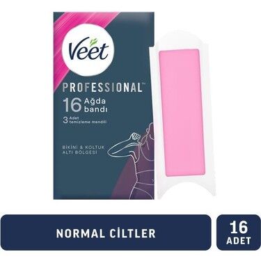 Veet Professional Bikini ve Koltukaltı Bölgesi Normal Ciltler Sir Ağda Bandı 16’lı