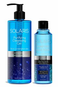 Solaris Yağlı ve Karma Ciltler İçin Siyah Nokta Karşıtı Arındırıcı Yüz Temizleme Jeli 400 ml + Tonik 200 ml