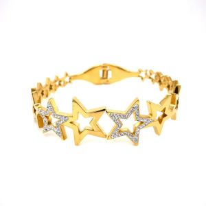 Yıldız Desenli Çelik Bileklik Gold