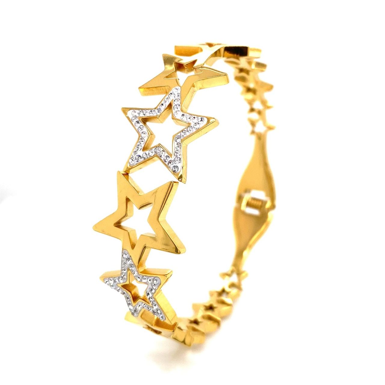 Yıldız Desenli Çelik Bileklik Gold