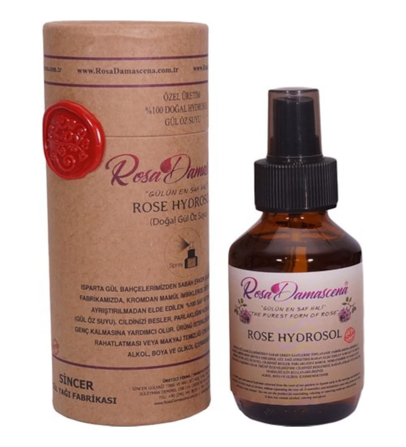 Rose Hydrosol %100 Saf ve Doğal Gül Suyu Özü Sprey 100 ml