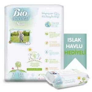 Sleepy Bio Natural Bebek Bezi 7 Beden xxLarge 14'lü - Islak Bebek Havlusu 40 Yaprak Hediyeli