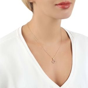 Yonca Figürlü Zirkon Taşlı Kolye Gold