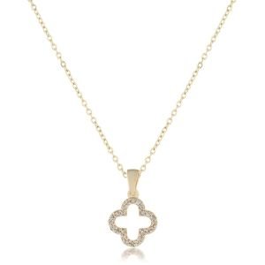 Yonca Figürlü Zirkon Taşlı Kolye Gold