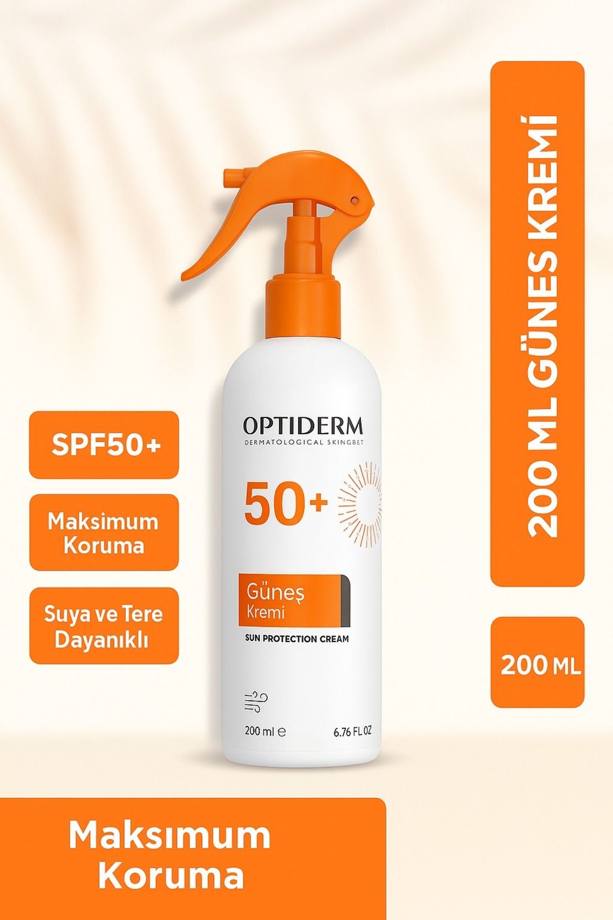 Optiderm Güneş Korumalı Yetişkin Vücut Spreyi Spf50+ 200 ml