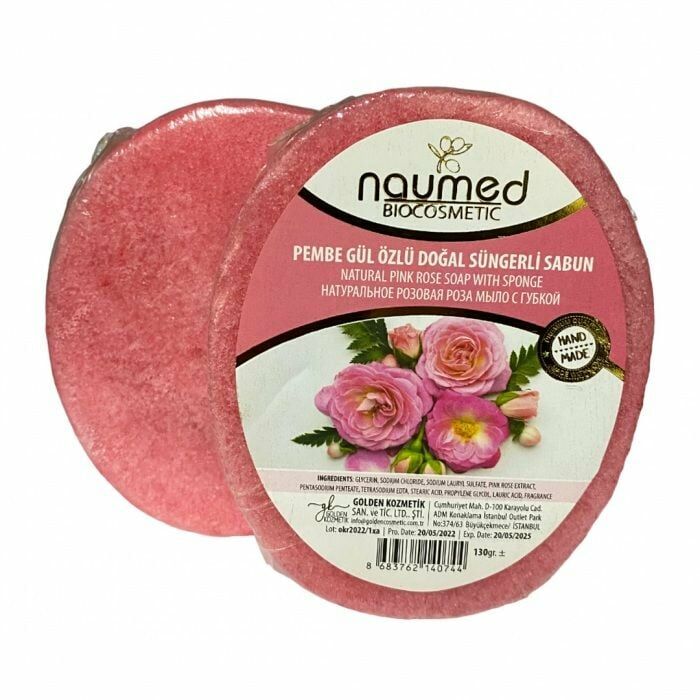 Naumed Pembe Gül Özlü Doğal Süngerli Sabun 135 gr