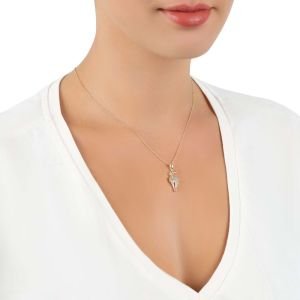 Geyik Figürlü Zirkon Taşlı Kolye Gold