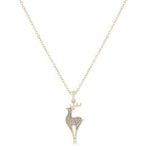 Geyik Figürlü Zirkon Taşlı Kolye Gold