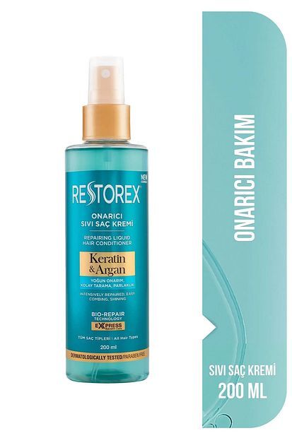 Restorex Keratin ve Argan Onarıcı Sıvı Saç Bakım Kremi 200 ml ve 200 ml