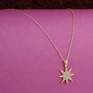 Kutup Yıldızı Figürlü Zirkon Kolye Gold
