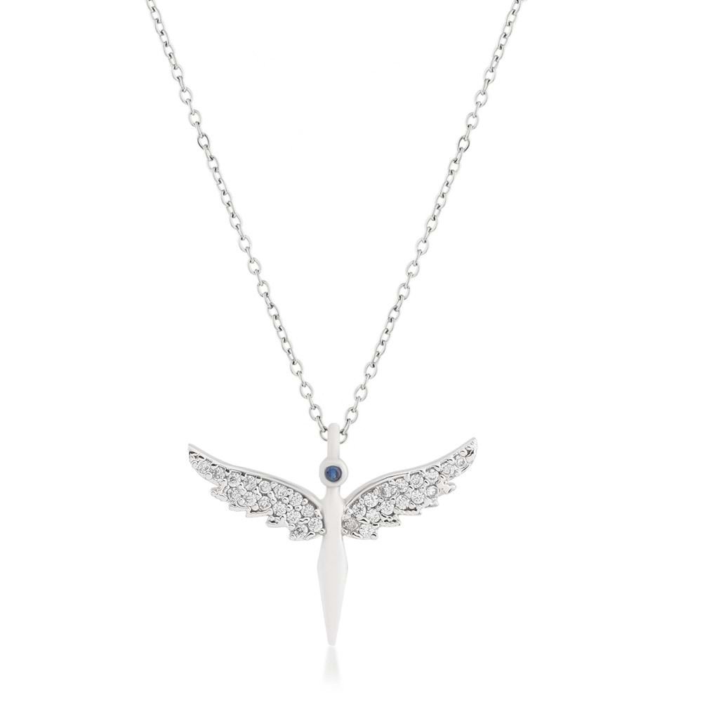 Melek Figürlü Zirkon Taşlı Kolye Gümüş