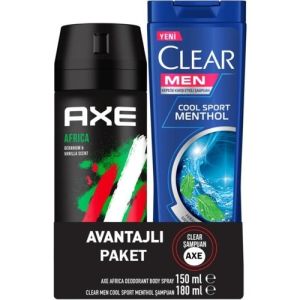 Axe Africa Deodorant 150 ml + Clear Men Kepeğe Karşı Etkili Şampuan 180 ml