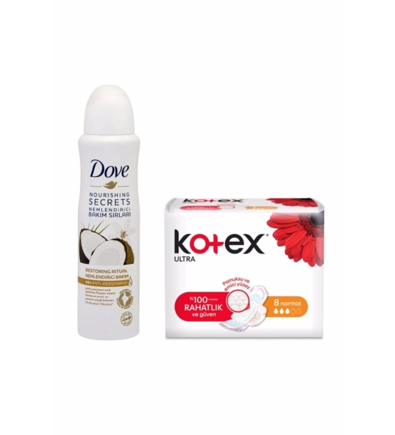 Dove Deodorant Hindistan Cevizli 150 ml + Kotex 8'li Ped