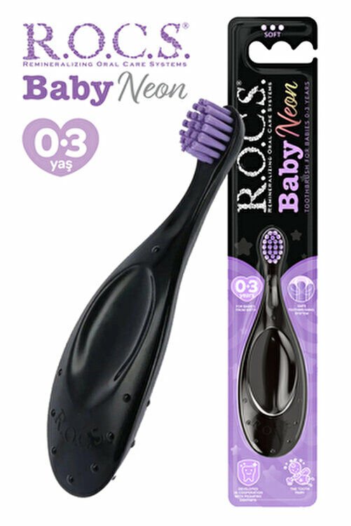 Rocs Baby Neon 0-3 Yaş İçin Ekstra Yumuşak Diş Fırçası - Mor