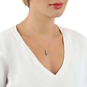 Tek Taşlı Üçlü Zirkon Kolye Gümüş