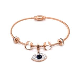 Göz Figürlü Zirkon Taşlı Çelik Bileklik Rose