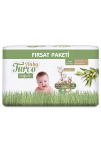 Baby Turco Doğadan Fırsat Paketi Bebek Bezi 3 Numara Midi 42'li