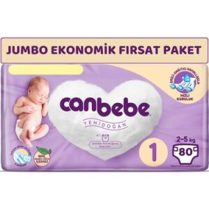 Canbebe Fırsat Paket Yeni Doğan Bebek Bezi Beden 1 2-5 kg 80'li
