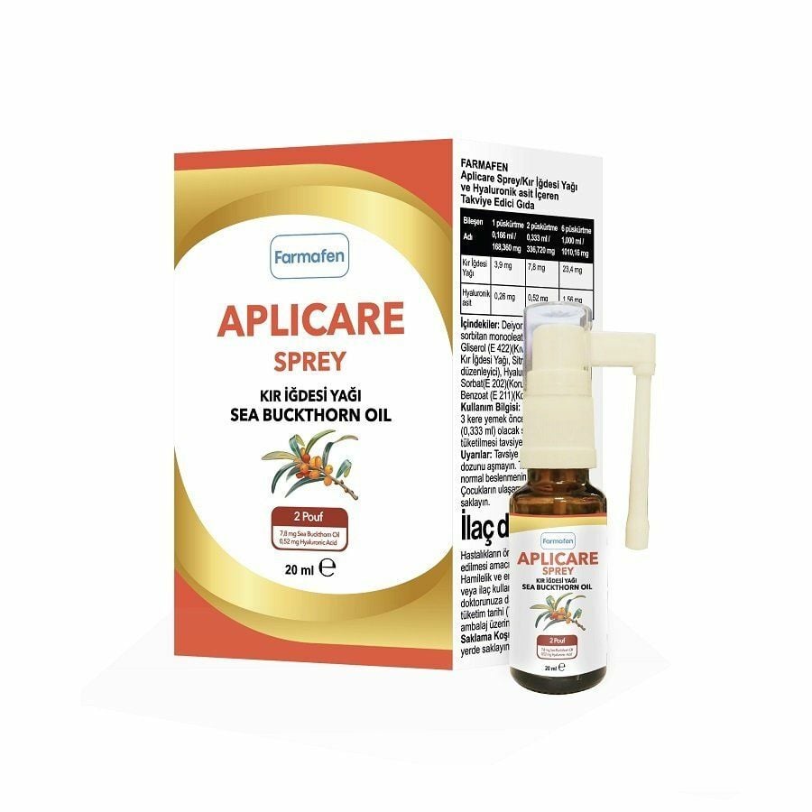 Farmafen Aplicare Sprey Kır İğdesi Yağı & Hyaluronik Asit İçeren Takviye Edici Gıda 20 ml