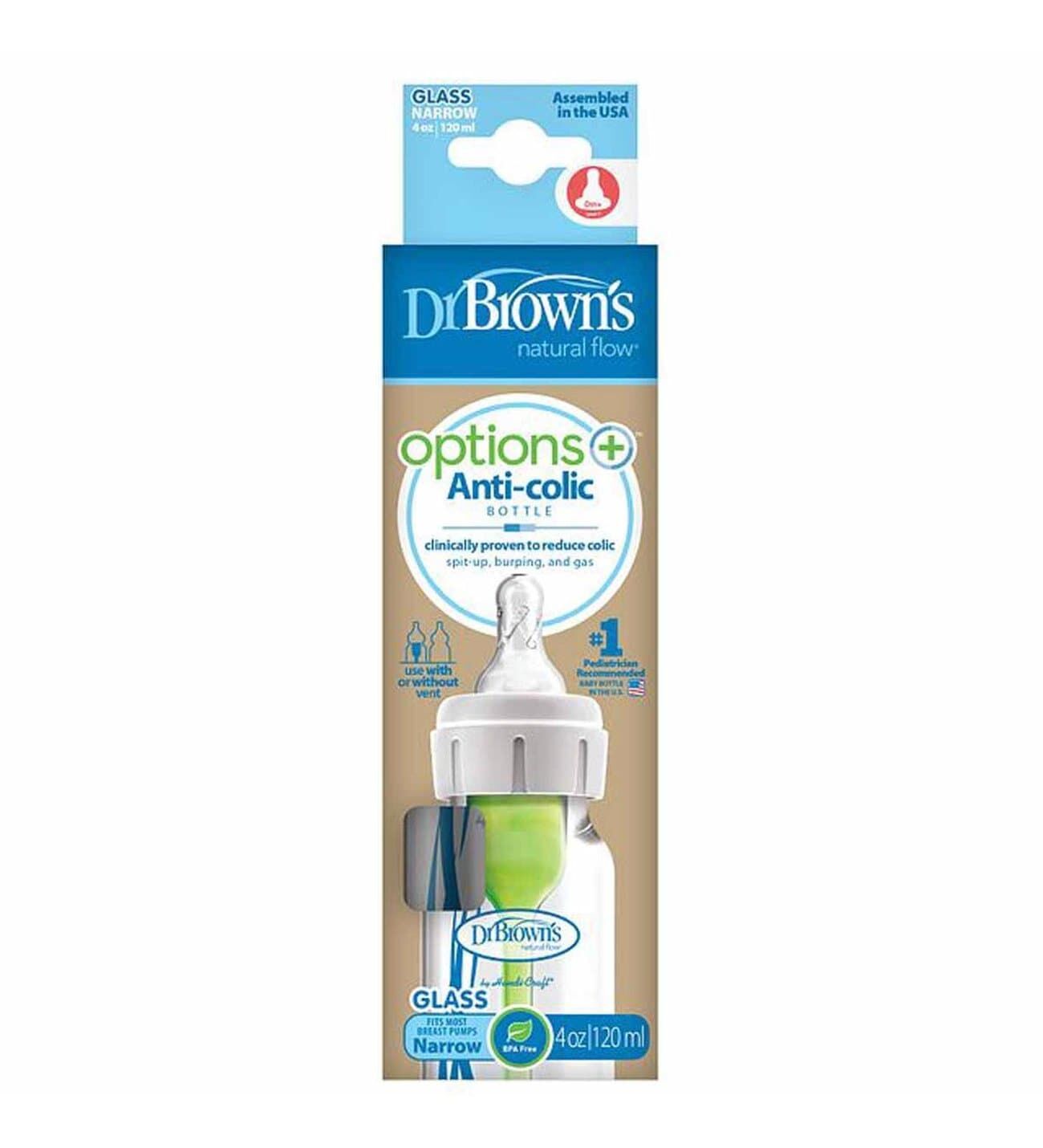 Dr. Brown's Options Dar Ağız Anti-Kolik Cam Biberon 120 ml