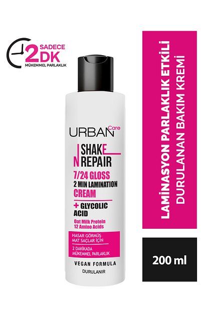 Urban Care Shake N Repair 7/24 Gloss Laminasyon Parlaklık Etkili Durulanan Bakım Kremi 200 ml - Vegan