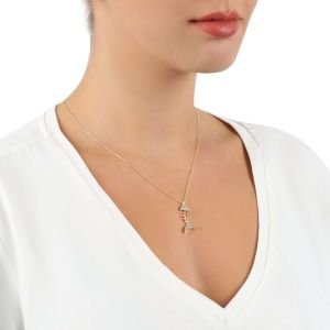 Balık Figürlü Zirkon Kolye Gold