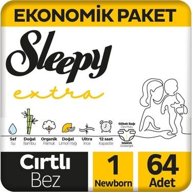 Sleepy Extra Bebek Bezi No: 1 64'lü 2 Adet