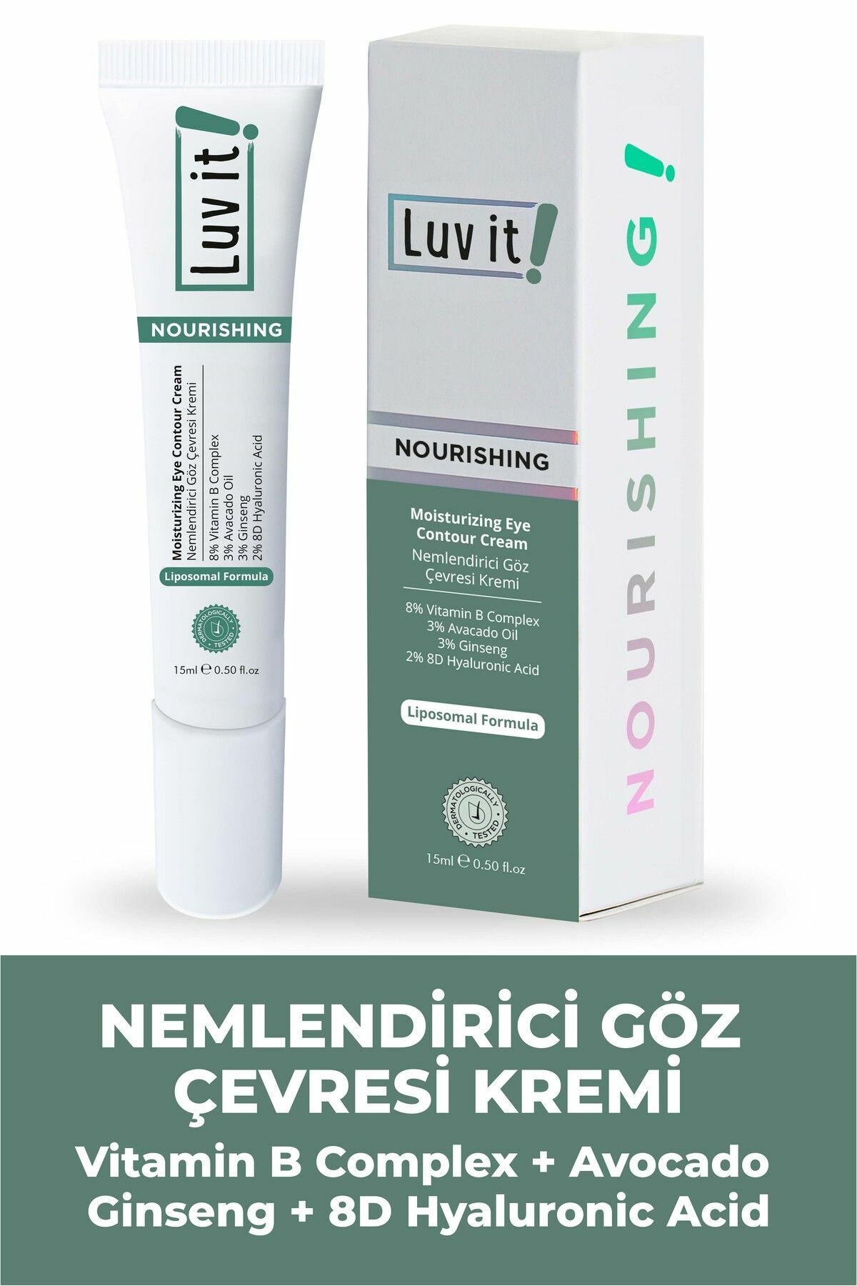 Luv It Avokado İçeren Yoğun Nemlendirici Göz Altı Morluk ve Şişlik Karşıtı Göz Çevresi Kremi 15 ml