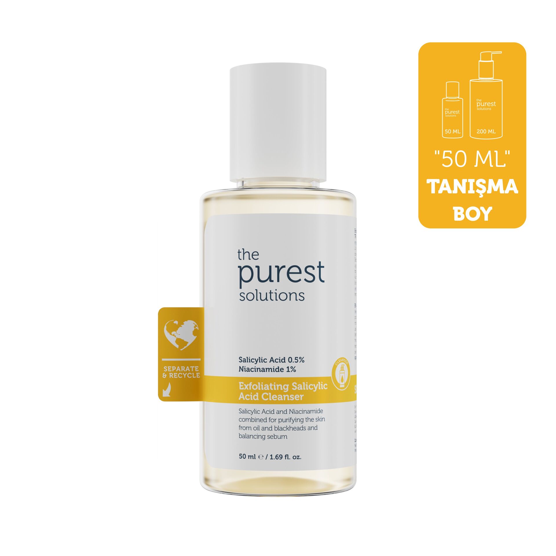 The Purest Solutions Sivilce ve Siyah Nokta Karşıtı Yağlı ve Karma Ciltler İçin Salisilik Asit Arındırıcı Temizleme Jeli Seyahat Boy 50 ml