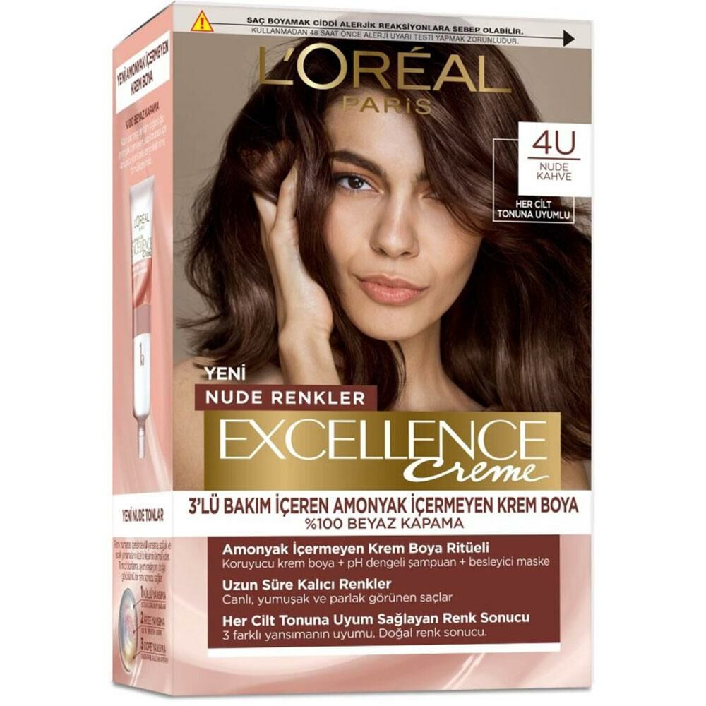 L'Oreal Paris Excellence Creme Nude Renkler Saç Boyası - 4U Nude Kahve