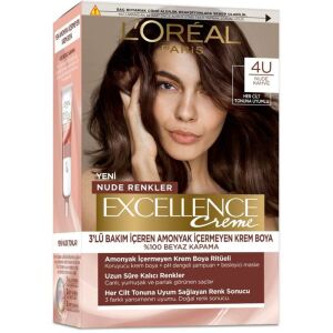L'Oreal Paris Excellence Creme Nude Renkler Saç Boyası - 4U Nude Kahve