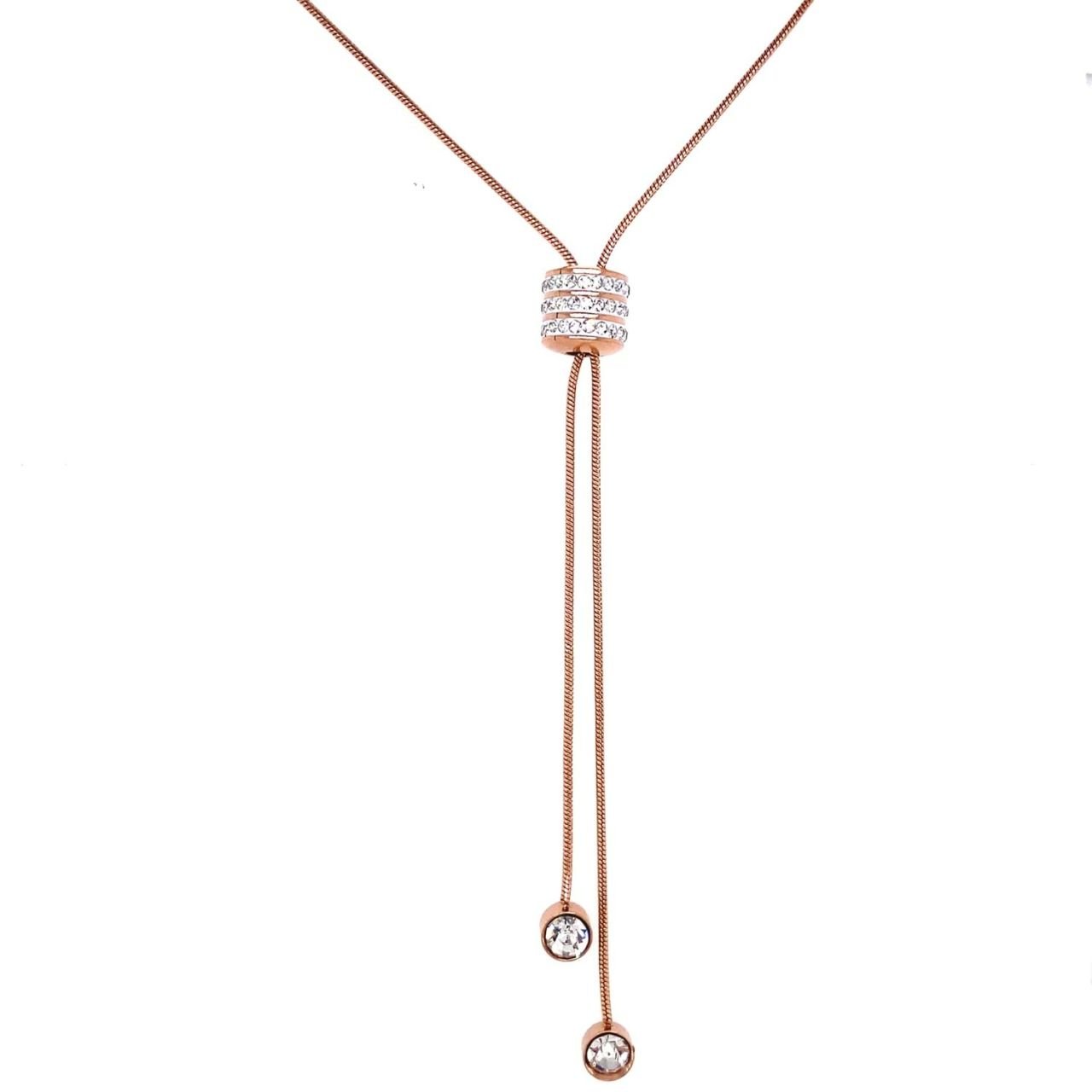 İki Tek Taşlı Çelik Kolye Rose