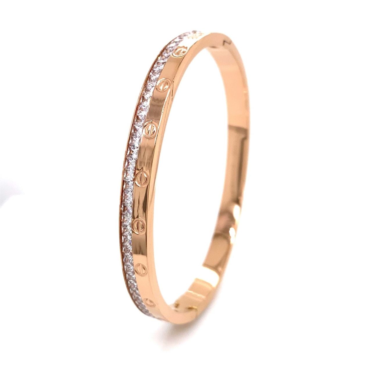 Tek Sıra Zirkon Taşlı Çelik Bileklik Rose