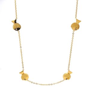 Balık Figürlü Çelik Kolye Gold