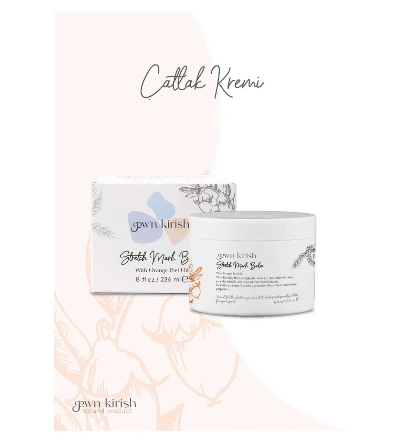 Gew'n Kirish Stretch Mark Balm Çatlak Önleyici Balm 236 ml