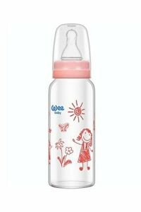 Wee Baby 771 Isıya Dayanıklı Cam Biberon 180 ml - Pembe