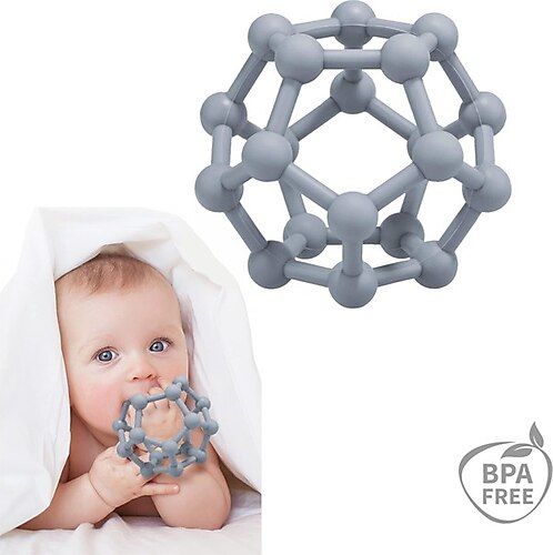 Meleni Baby Bebek Diş Kaşıyıcı Duyusal Diş Kaşıyıcı El Topu - Gri