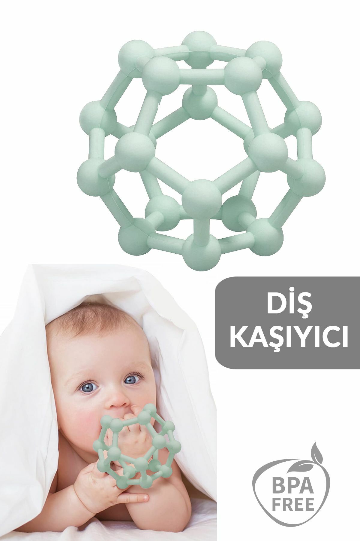 Meleni Baby Bebek Diş Kaşıyıcı Duyusal Diş Kaşıyıcı El Topu - Bej