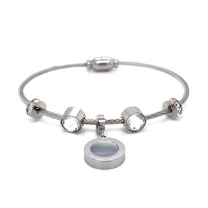 Roma Rakamlı Zirkon Taşlı Çelik Bileklik Gümüş