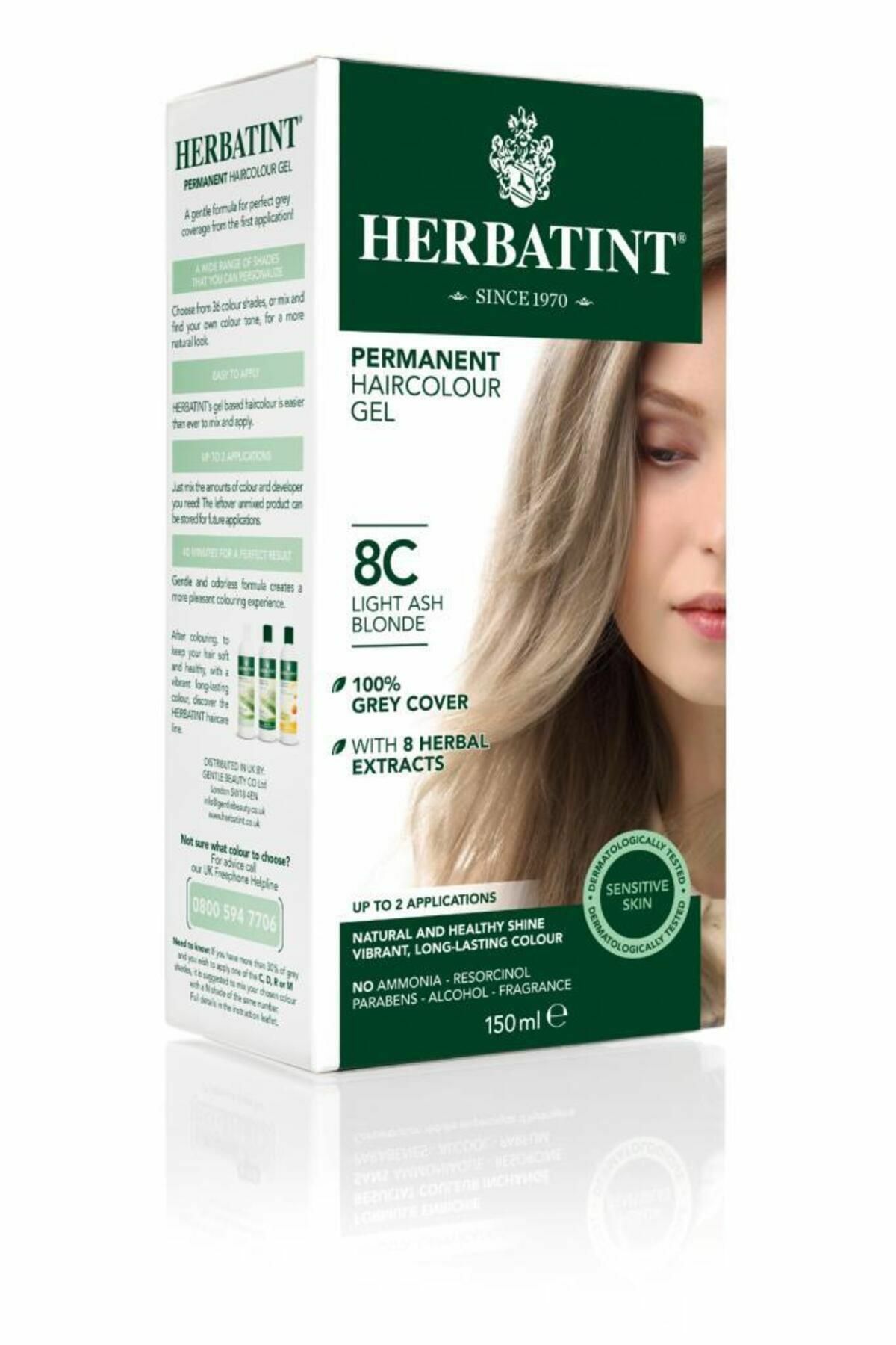 Herbatint Bitkisel Saç Boyası 8C Light Ash Blonde Açık Küllü Sarı 150 ml