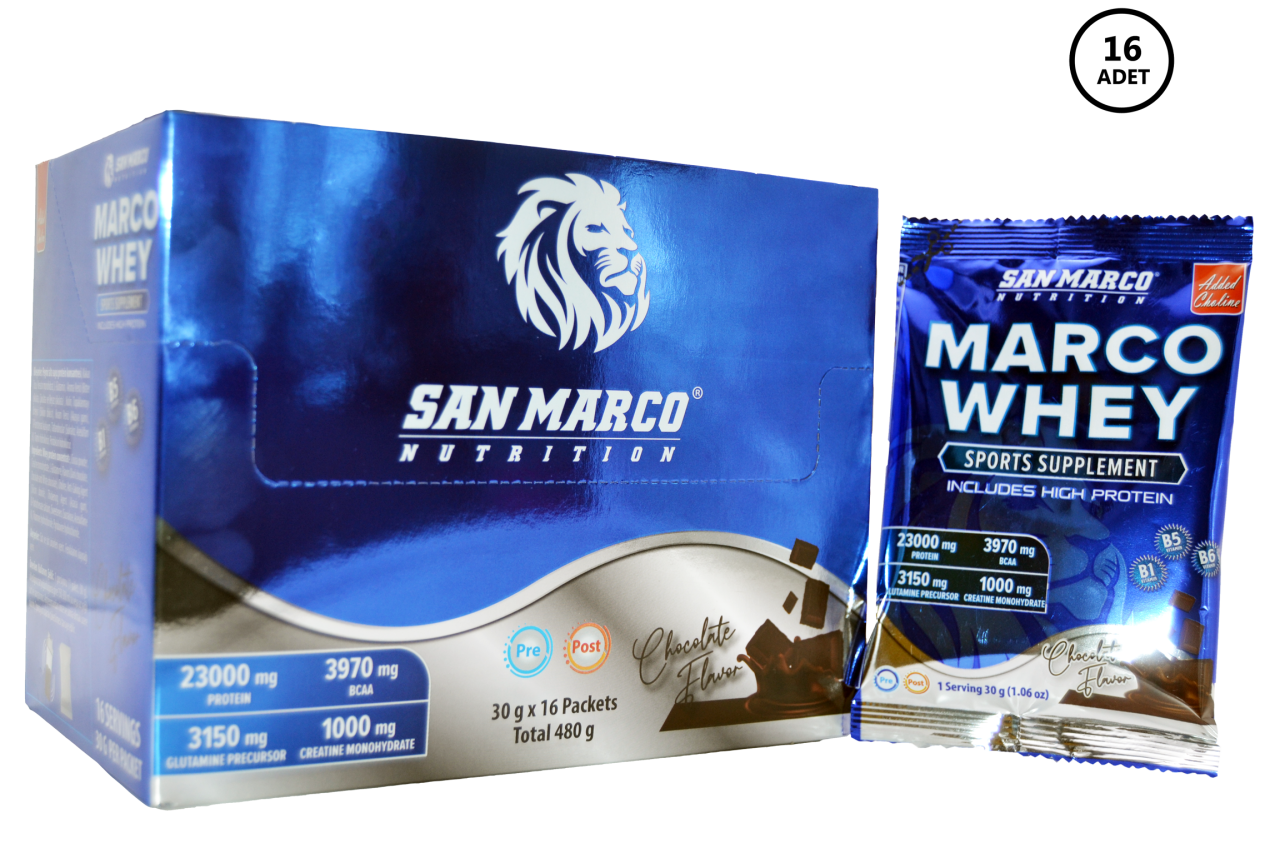 Sanmarco Marco Whey Protein Çikolata 30 gr 16'lı