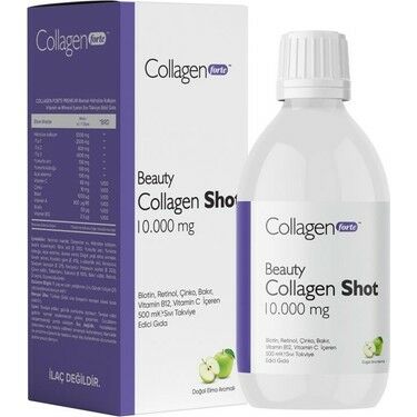Collagen Forte Collagen Shot Biotin Vitamin B12 Vitamin C Bakır Retinol 500 ml