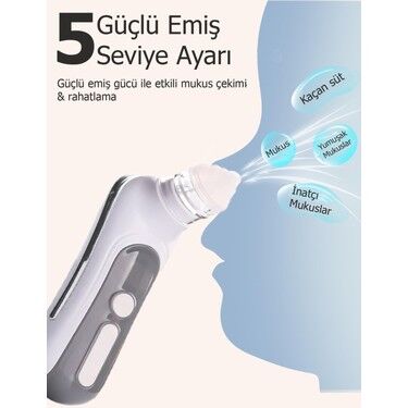 Babyhope Elektrikli Bebek Burun Aspiratörü 5 Seviye 0-10 Yaş Burun Temizleme Makinesi