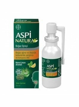 (KUTU HASARLI) Aspi Natura Boğaz Spreyi Nane-Limon Aromalı 20ml