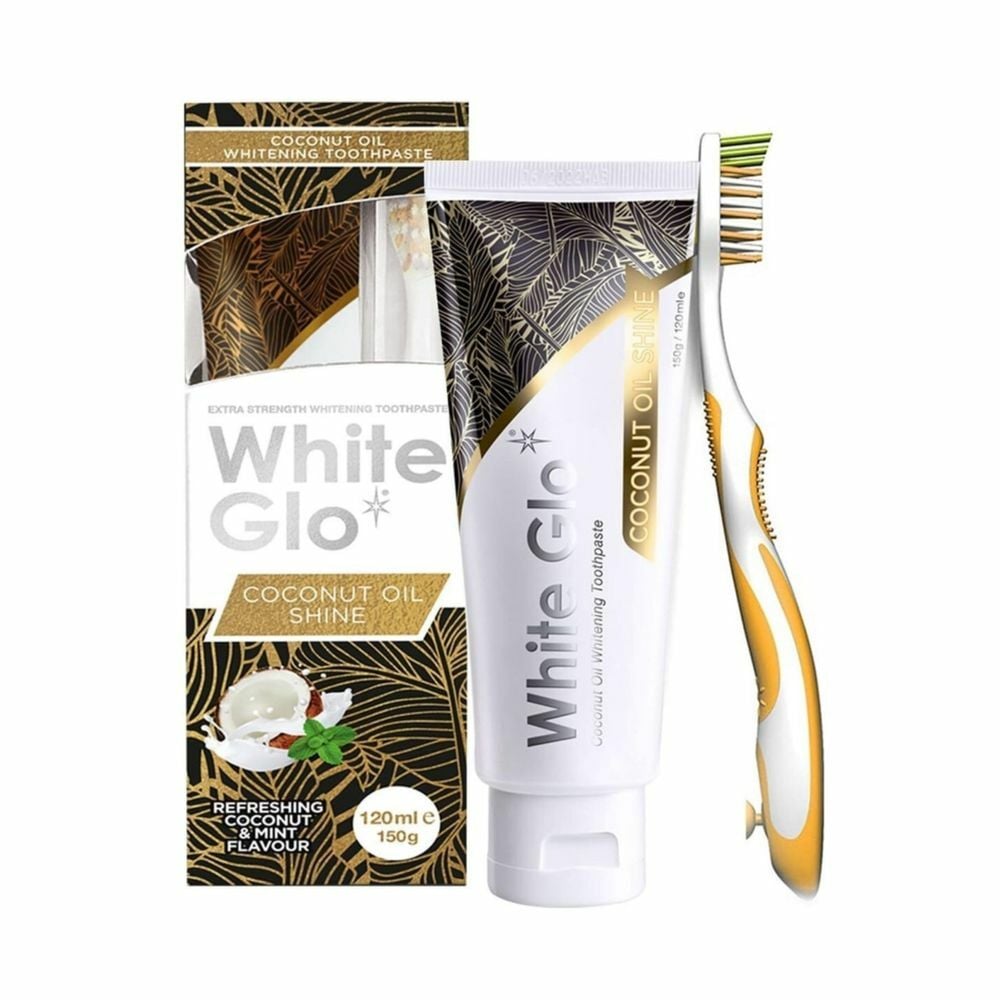 White Glo Coconut Oil Diş Macunu 150 gr + Diş Fırçası + Esnek Kürdan