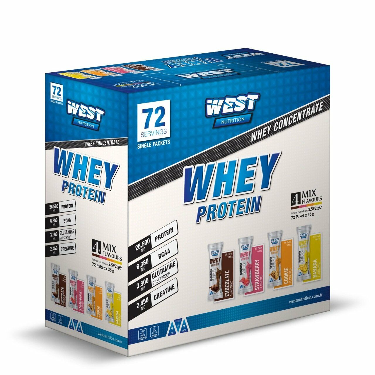 West Nutrition Whey Protein Tozu 72 Servis Saşe 2592 gr