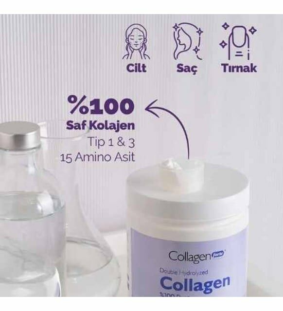 Collagen Forte Collagen Powder %100 Saf Doğal Çift Hidrolize Kolajen Peptitler 500 gr