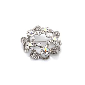 Chn-0149-1 Taşlı Broş Gümüş