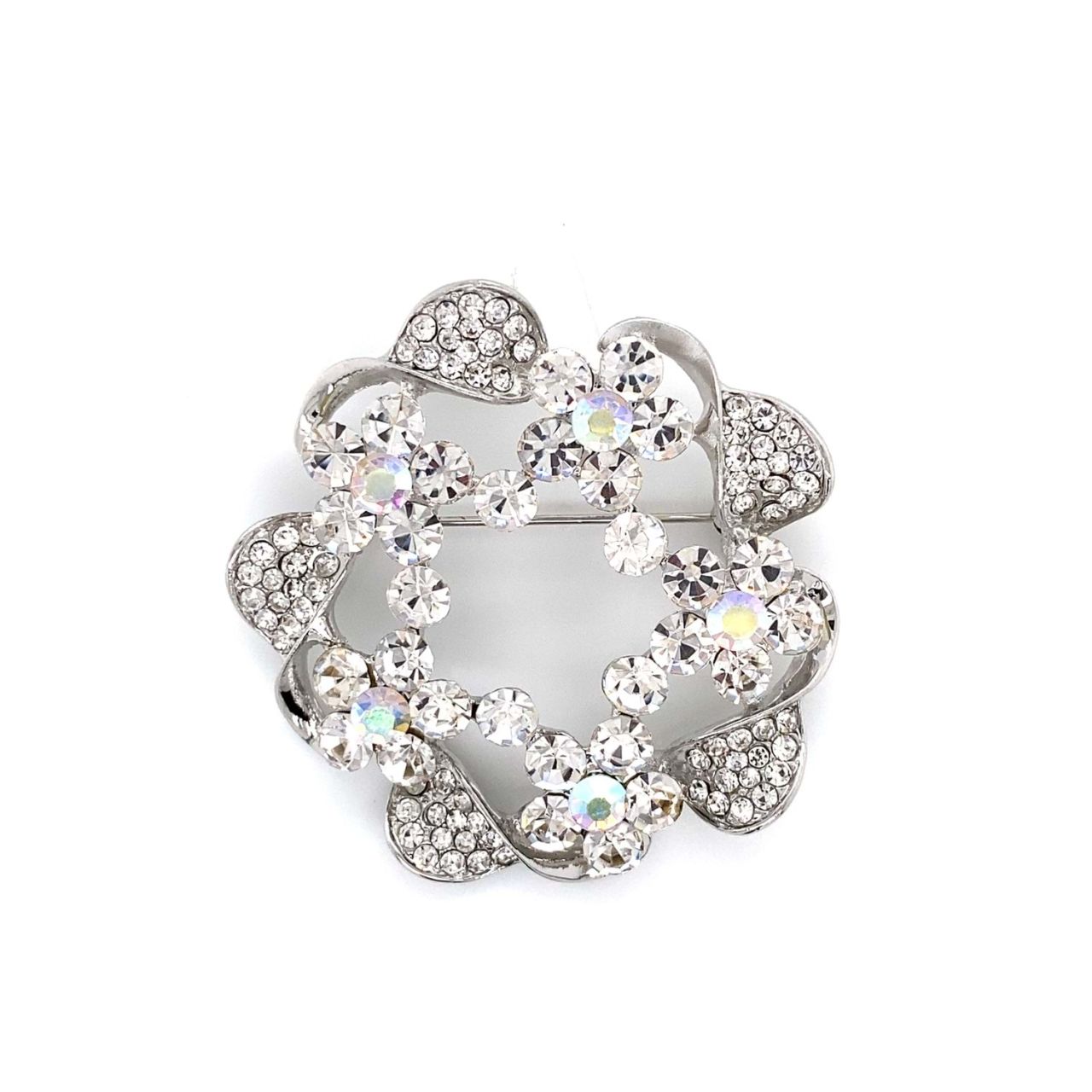 Chn-0149-1 Taşlı Broş Gümüş